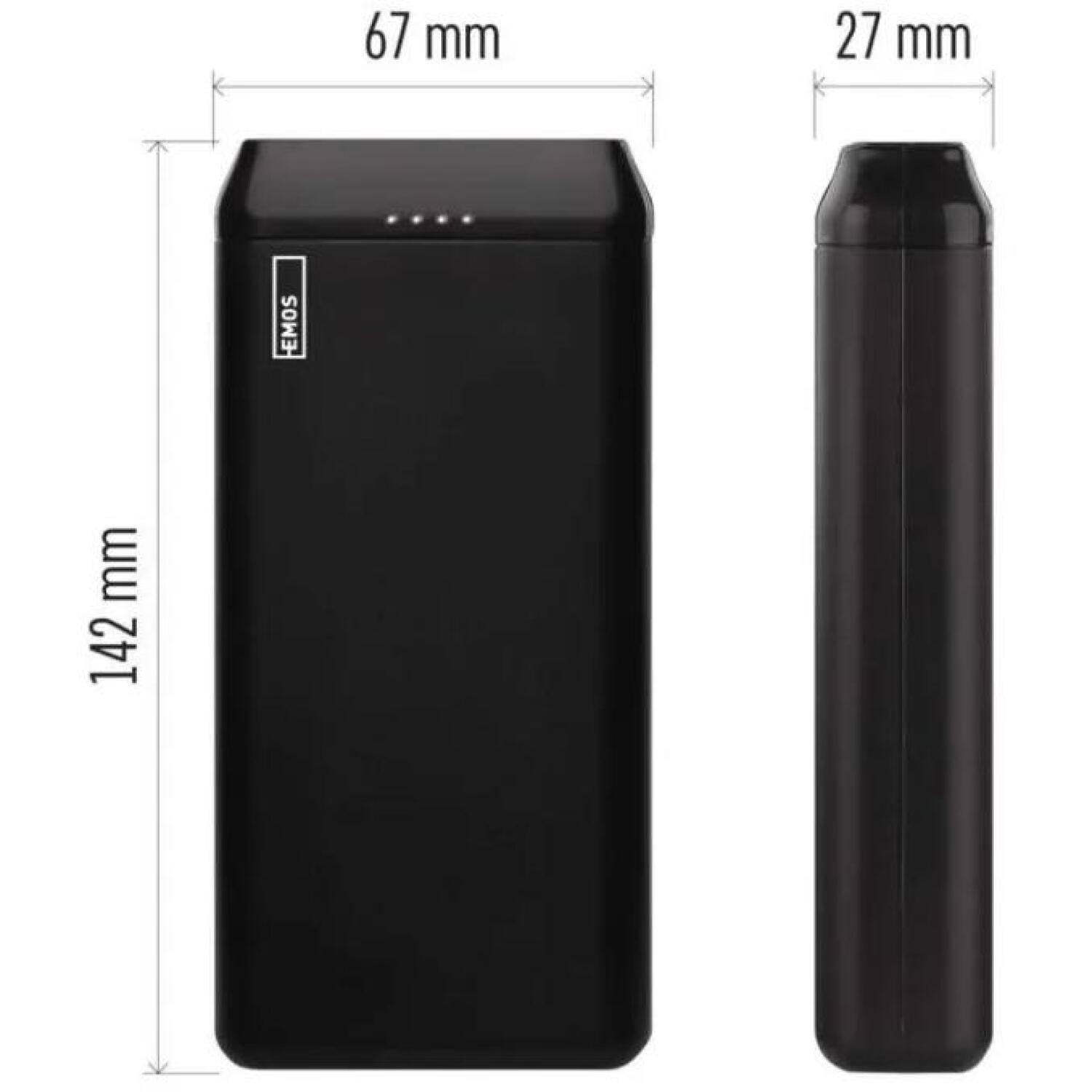 Emos Внешний аккумулятор Powerbank B0527B, 20000 мАч, 10 Вт, 3 USB выхода, ABS пластик, LED индикатор (B0527B)