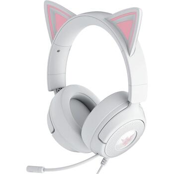 Razer spēļu austiņas Kraken Kitty V3 X RZ04-05350300-R3M1, 32Ω, 40mm, 20-28kHz, vadu, 3.5mm, balta (RZ04-05350300-R3M1)
