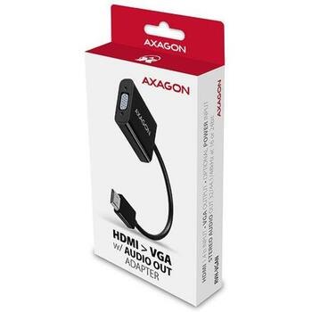 Axagon adapteris RVH-VGAN HDMI uz VGA, 0.15m, 1 x HDMI, 1 x 15pin D-sub, melns (RVH-VGAN)