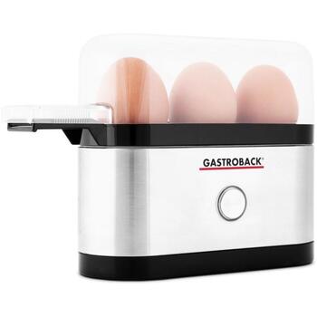 Gastroback Варка яиц Мини 42800, 350 Вт, 3 яйца, 1 держатель, автоотключение, черный, нержавеющая сталь (42800)