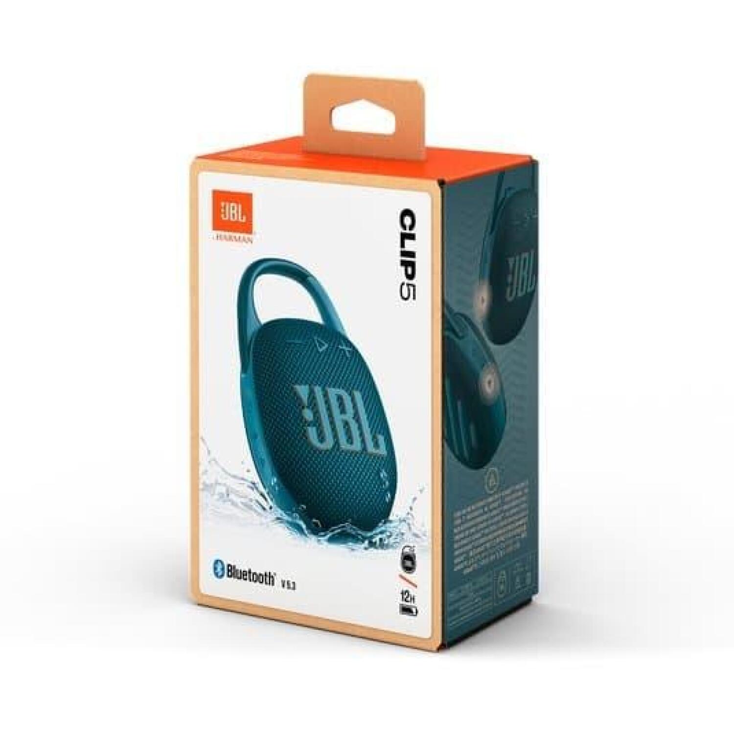 JBL Clip 5 портативная Bluetooth колонка JBLCLIP5BLU, 7 Вт, IP67, 15 ч, 95 Гц-20 кГц, карабин, синий (JBLCLIP5BLU)