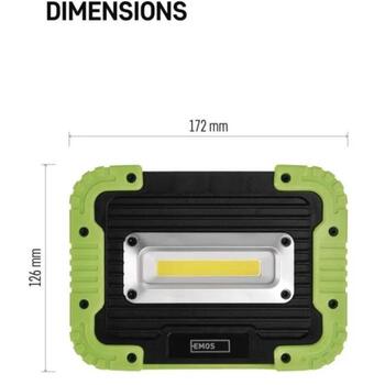 Emos COB LED аккумуляторный рабочий светильник P4534, 600 lm, 3000 mAh, 2 режима, IP44, ударопрочный, USB кабель (P4534)