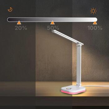 Hawk HWDL001WH galda lampa, 5W, LED, 3000-6500K, 5 krāsu temp., regulējama, USB-C, taimeris, RGB (HWDL001WH)