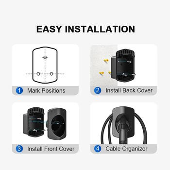 EVCharge EV025 настенный держатель кабеля, тип 2, 16A/32A, 5м/7.5м, ABS, от -30°C до +55°C, черный (EV025)