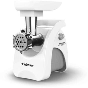 Zelmer ZMM9802B мясорубка, 70504991P, 2200 Вт, 3 кг/мин, 3 решетки, реверс, насадка для колбас, белый (70504991P)