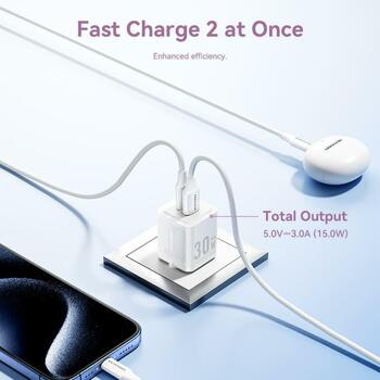 Vention lādētājs FERW0-EU 65W PD ātrā uzlāde, 3 ierīces, 2 USB-C, 1 USB-A, AC, balts (FERW0-EU)