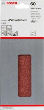 Slīppapīrs,kokam,perf. 93x230,K60,10gab., Orbitālajām slīpmašīnām C430 EXPERT FOR WOOD AND PAINT, 2608605295, BOSCH (2608605295)