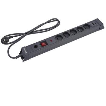 Hawk Pagarinātājs HWPS501GY, 1,5m, 5, 2xUSB, 20W, 545J, 16A, E/F, slēdzis, zemējums (HWPS501GY)