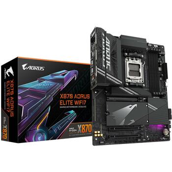 Gigabyte Dēlis X870 A ELITE WIFI7 1.1, AMD Socket AM5, 4*DIMM DDR5, 4*M.2, 2.5GbE LAN, Wi-Fi 7, 16+2+2 fāzes VRM (X870 A ELITE WIFI7 1.1)