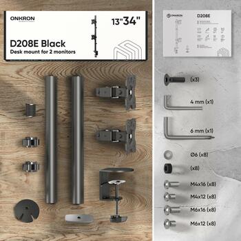 Onkron настенный крепеж для монитора D208E-B, 13-34 дюйма, максимальная нагрузка 16 кг, VESA 75x75, 100x100 мм (D208E-B)