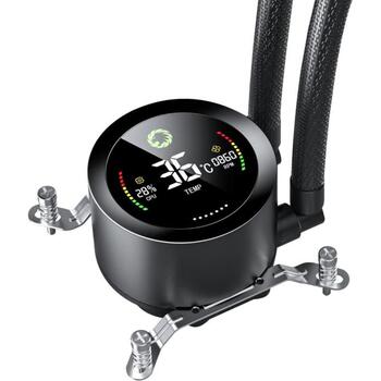 Gamemax procesora šķidruma dzesētājs ICEBURG 240 DIGITAL BK, 58.8 cfm, TDP līdz 245W, 800-1800 rpm, 4-pin PWM, 36.9 dBA (ICEBURG 240 DIGITAL BK)
