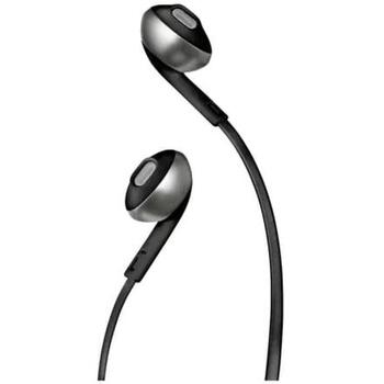 Jbl наушники JBLT205BLK, 3,5мм, 12,5мм, 20Hz-20KHz, 14,3г, 1-кнопочное управление с микрофоном, плоский кабель, удобные амбушюры (JBLT205BLK)