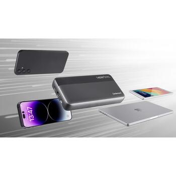 Intenso Power Bank HE25000 25000 мАч, 140 Вт, 1 x USB Type-A, 2 x USB Type-C, быстрая зарядка, дисплей (7350060)