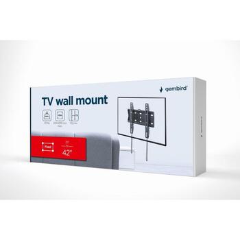 Gembird televizora sienas stiprinājums WM-42F-01, atbalsta 23-42 collu, VESA 75x75-200x200 mm, maksimālā slodze 30 kg, melns (WM-42F-01)