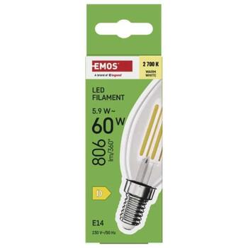 Emos LED свеча ZF3D42, 5,9 Вт, 230 В, 806 лм, теплый белый, 360°, 25 000 часов, E14 (ZF3D42)