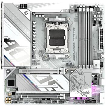 Gigabyte mātesplate X870M A ELITE WF7 ICE, ligzda AM5, DDR5 8200MHz, 256GB, micro ATX, Wi-Fi 7, 2.5GbE, USB4, Bluetooth 5.4 (X870M A ELITE WF7 ICE)