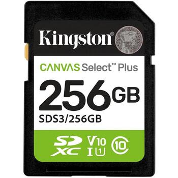 Kingston 256GB SDXC Canvas Select Plus Gen3, 150MB/s, C10, UHS-I, U1, V10 (SDS3/256GB)