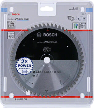 Bezvadu ripzāģa asmens alumīnijam, 184 mm, 56 zobi, 2608837766 BOSCH (2608837766)