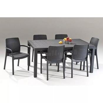 Keter Melody садовый стол 29190205939, 160.5x94.5x74.5cm, 15кг, серый, в стиле ротанг, на 6 персон (29190205939)