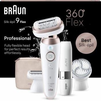 Braun Эпилятор SES9-360, 50мин, 1 уровень мощности, Влажный и сухой, Белый/Розовый (9-360)