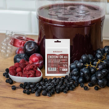 Browin Enovini® OK RED винные дрожжи 400390, 7 г, 25 Л, для красного вина, снижает кислотность на 20-24% (400390)