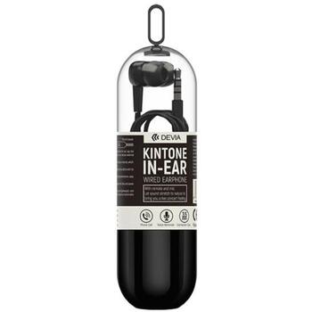 Devia Kintone наушники V2 120EL0640110, 3,5мм, черный, проводные, вкладыши, встроенный микрофон, шумоподавление (120EL0640110)