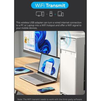 Vention USB adapteris 2.4G/5G KDSB0, 433 Mbit/s, WLAN, 802.11a/b/g/n/ac, 128-bit WEP, Plug and Play, melns (KDSB0)