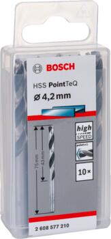 Urbis metālam PointTeQ 4,2 x 43 x 75 mm, 10 gab., Urbjmašīnām/skrūvgriežiem POINTTEQ HSS SPIRĀLVEIDA URBIS, 2608577210 BOSCH (2608577210)