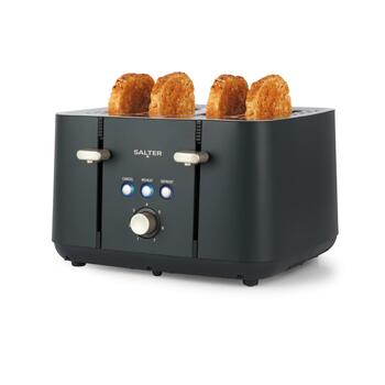 Salter Tosteris EK5565BGRYFVDE, 1850W, 4 maizītes, melns, atkausēšana, izņemama drupaču paplāte, uzkaršanas indikators (EK5565BGRYFVDE)