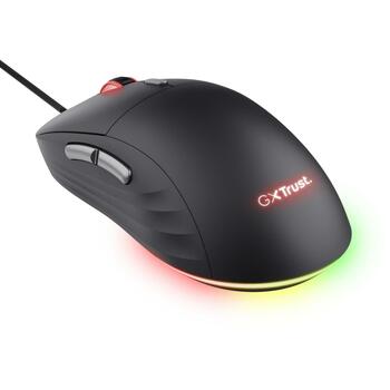 Trust USB optiskā pele GXT 925 REDEX II 25125, 10000 DPI, 6 pogas, 1.8m kabelis, melna krāsa, RGB apgaismojums (25125)