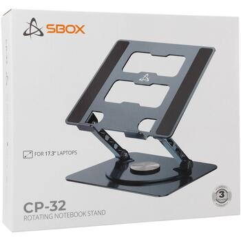 Sbox Подставка для ноутбука CP-32, 10–17,3 дюйма, 5кг, 360° поворот, алюминий, силикон, серый цвет (CP-32)