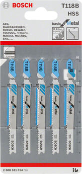 5 figūrzāģa asmeņi T 118 B, Figūrzāģiem FIGŪRZĀĢA ASMENS T 118 B BASIC FOR METAL, 2608631014, BOSCH (2608631014)