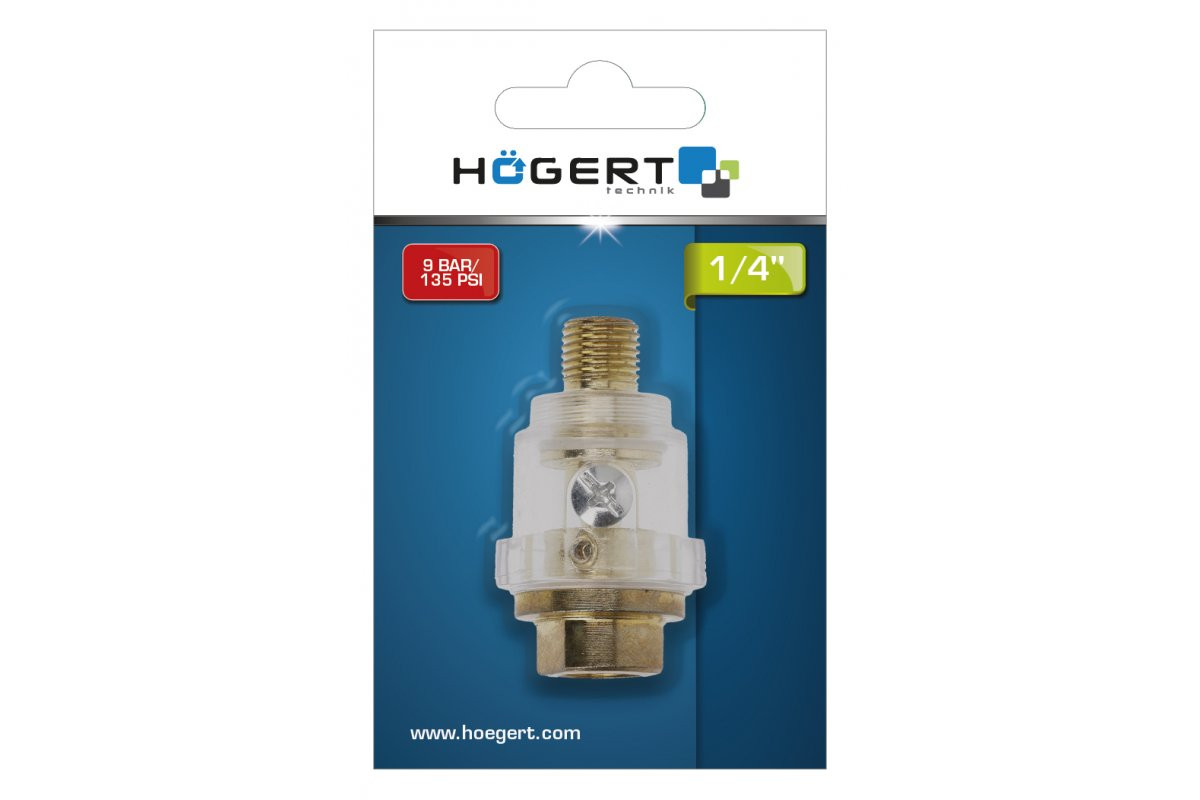 Hogert Gaisa līnijas eļļotājs HT4R876, 1/4 collu, 9 bāri, 135 PSI, pneimatisko instrumentu piederums (HT4R876)