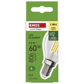 Emos LED лампа Filament Mini Globe ZF1A42, 3,8 Вт, 806 лм, E14, теплый белый, 50 000 часов, класс A (ZF1A42)