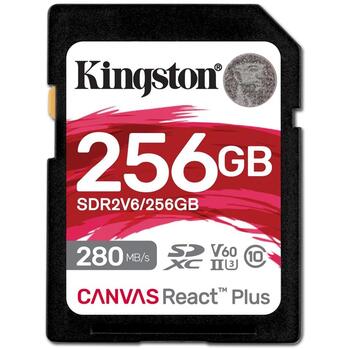 Kingston Корпус SDR2V6/256GB, 256GB, 280MB/s, 150MB/s, UHS-II, U3, V60, SDXC, Class 10, exFAT, 1 шт. (SDR2V6/256GB)