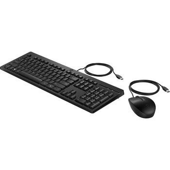 HP 225 проводной комплект мыши и клавиатуры AX2Y7AA#ACB, 1200 DPI, 1.8 м, USB, полноразмерная, черный, оптическая мышь, 3 кнопки (AX2Y7AA#ACB)
