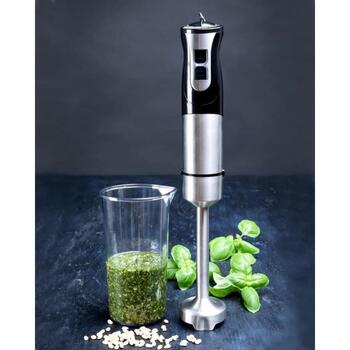 Gastronoma rokas blenderis 18210001, 1000W, 220-240V, 2 ātrumi, nerūsējošais tērauds, komplektā smalcinātājs 0.5L, kauss 0.6L (18210001)