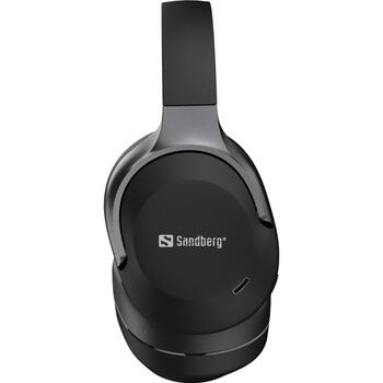 Sandberg Bezvadu ceļojumu austiņas 126-53, 228g, Melna, 32Ω, 20Hz-20KHz, 30h akumulatora darbības laiks, Bluetooth, ANC, ENC (126-53)