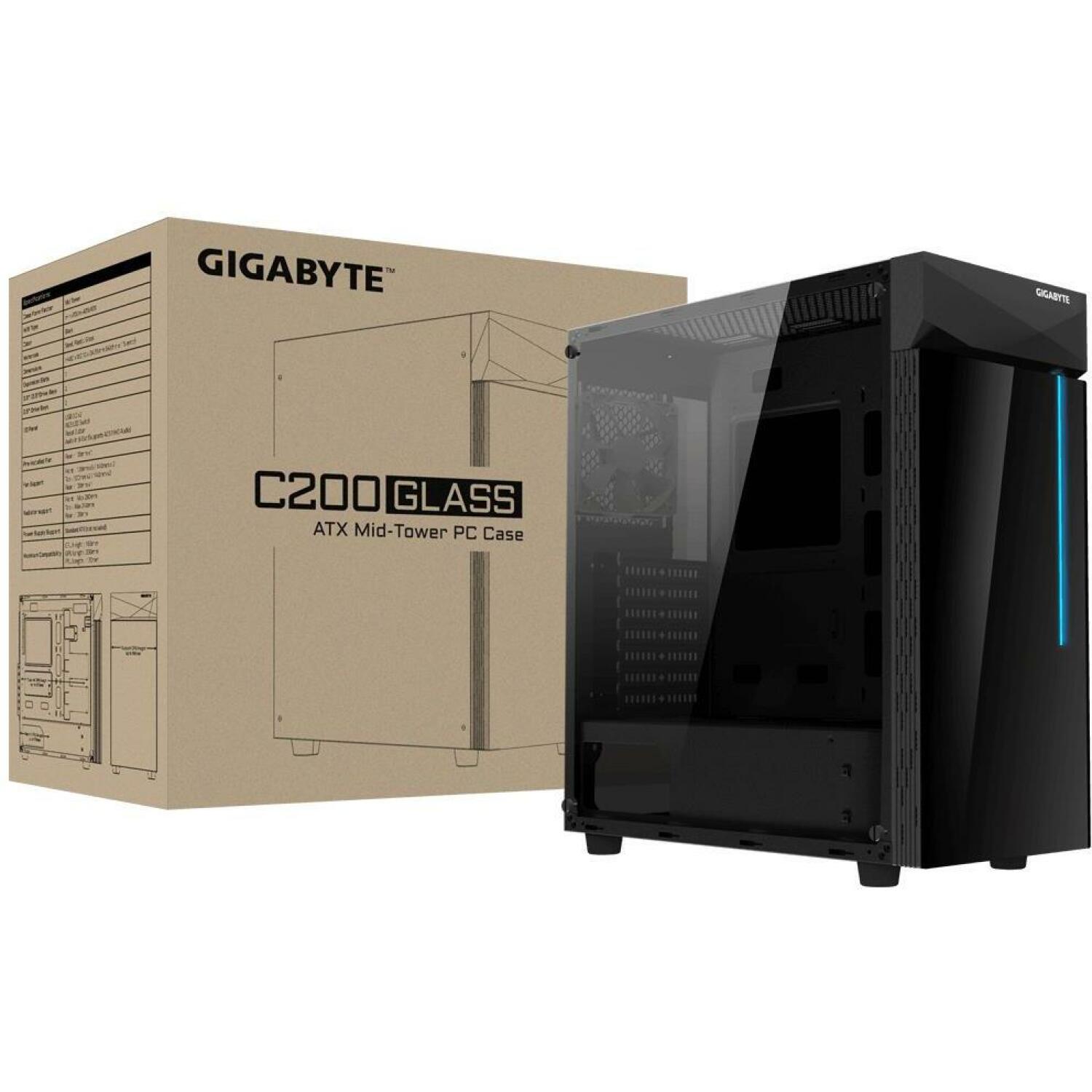Gigabyte Kaste C200 GLASS GB-C200G, 2xUSB 3.0, 2x2.5