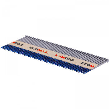 Ecomax naglas naglu pistolei EMNA343190BBSMD&EMX, 90x3,1mm, 2000 gab., 34°, necinkotas, gludas, D tipa galva, papīra magazīna (EMNA343190BBSMD&EMX)