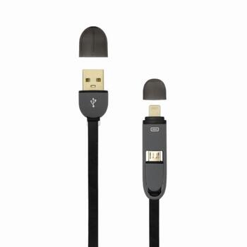 Sbox USB->Micro USB+IPH.5 M/M 1M black 2IN1B (USB 2IN1B/R)