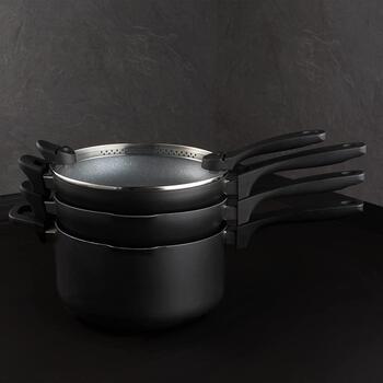 Russell Hobbs Saliekams metāla marmora katliņu un pannu komplekts RH01840EU7, 4 gab, 3,6 kg, melna, nerūsējošais tērauds (RH01840EU7)