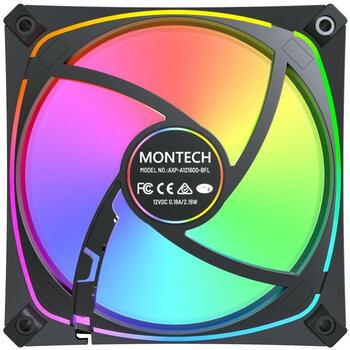 Montech Datora ventilators AX120 PRO BLACK, 120mm, 12V, 1.85mmH2O, 1600RPM, 72.3cfm, PWM, melns (AX120 PRO BLACK)