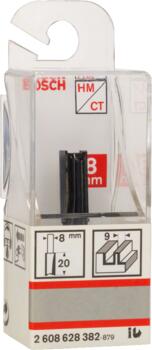 Pirkstfrēze frēze HM B=9 mm, l=20 mm,kāts 8mm, Rokas frēzēm, malu frēzēm GROPJU FRĒZE STANDARD FOR WOOD, 2608628382, BOSCH (2608628382)