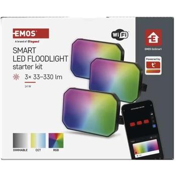 Emos GoSmart Уличный LED Прожектор ZIW184R, 14 W, RGBIC, WiFi, 990 lm, IP65, 3 сегмента, 20 000 ч. (ZIW184R)