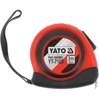 Yato Mērlente YT-7103, 3m, 16mm, tērauda, ar nylonu pārklāts, ABS korpuss, gumijas rokturis, magnētisks āķis, II klase (YT-7103)