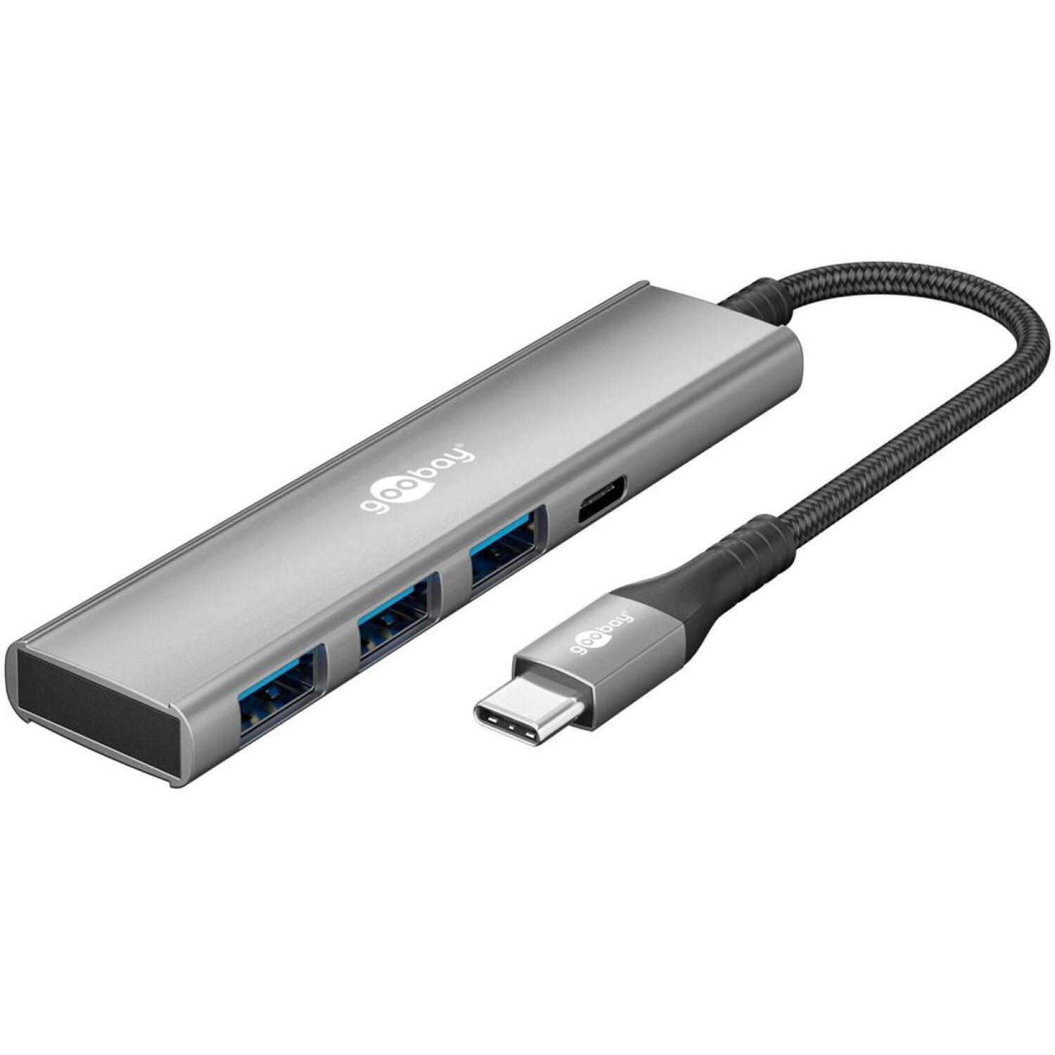 Goobay 76562 USB-хаб, 4 порта, USB-C на USB-C/USB-A, 5 Гбит/с, светло-серый (76562)