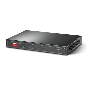 TP-Link TL-SG1210MP сетевой коммутатор неуправляемый 8× Gigabit RJ45 PoE+ 1× SFP настольный чёрный (TL-SG1210MP)