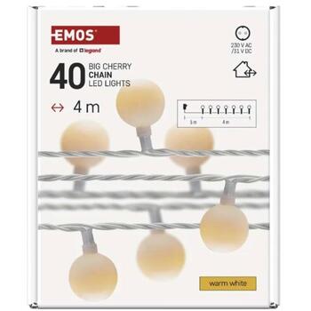 Emos Рождественская гирлянда D5AW01, 4 м, 40 LED, 3,6 Вт, теплый белый, IP44, таймер, 10 000 ч. (D5AW01)