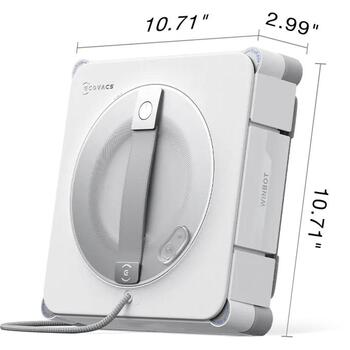 Ecovacs Logu tīrīšanas robots WINBOT W2S PRO, 66dB, 0.08L, 3kg, balts, akumulators, automātiska paliktņa pacelšana, TruEdge (WINBOT W2S PRO)